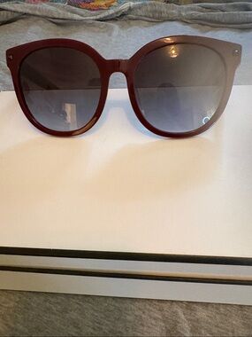Valentino Burgundy Round Gradient Sunglasses